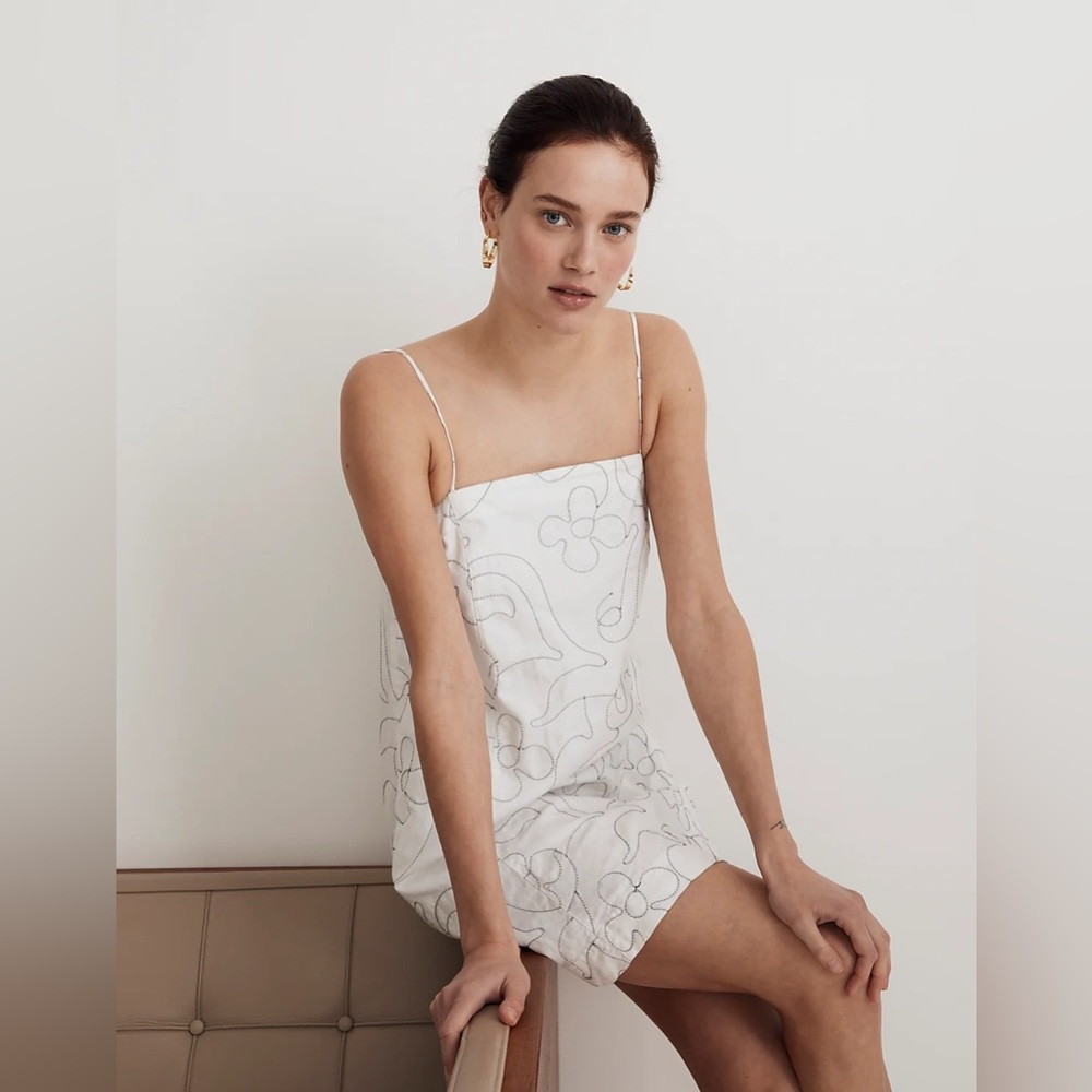 Madewell Goldie Mini Dress in 100% Lines Size 14 NWT